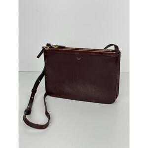 Celine Large Trio Crossbody Bag in Burgundy Smooth Leather S03